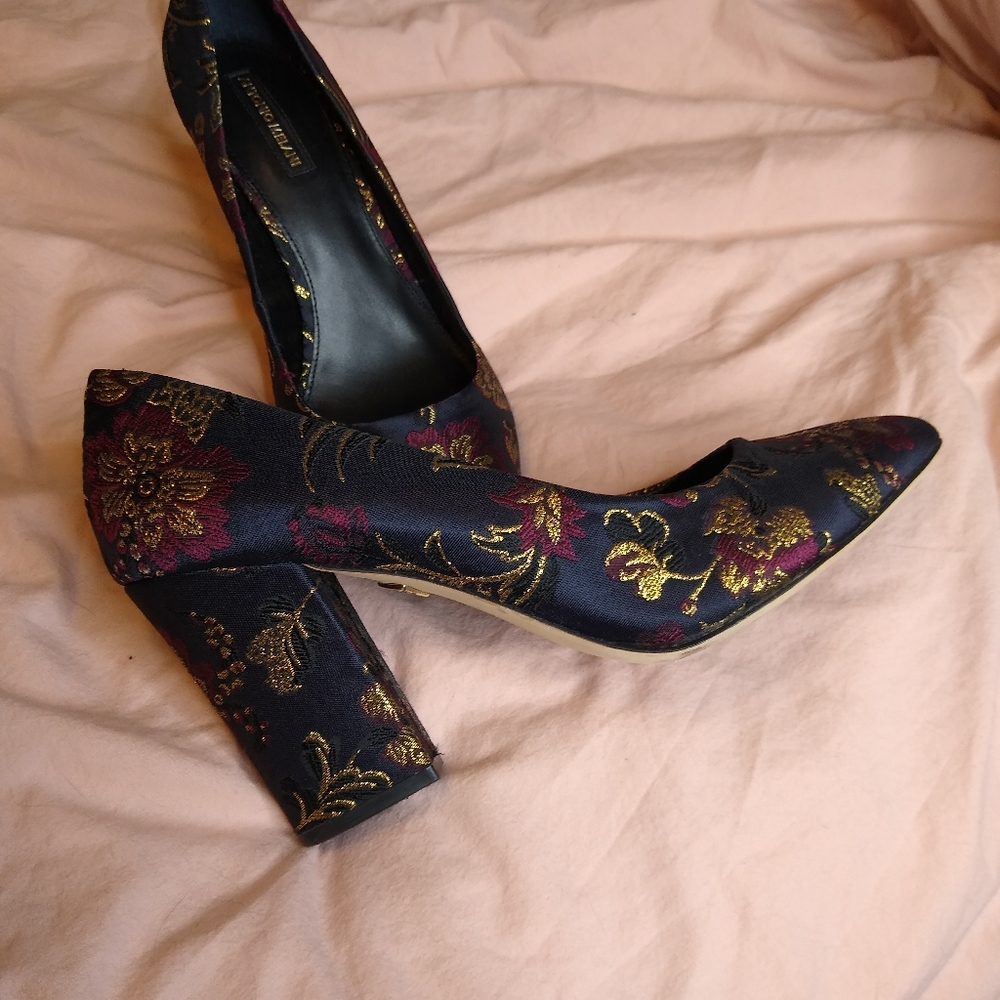 Floral Black Heels